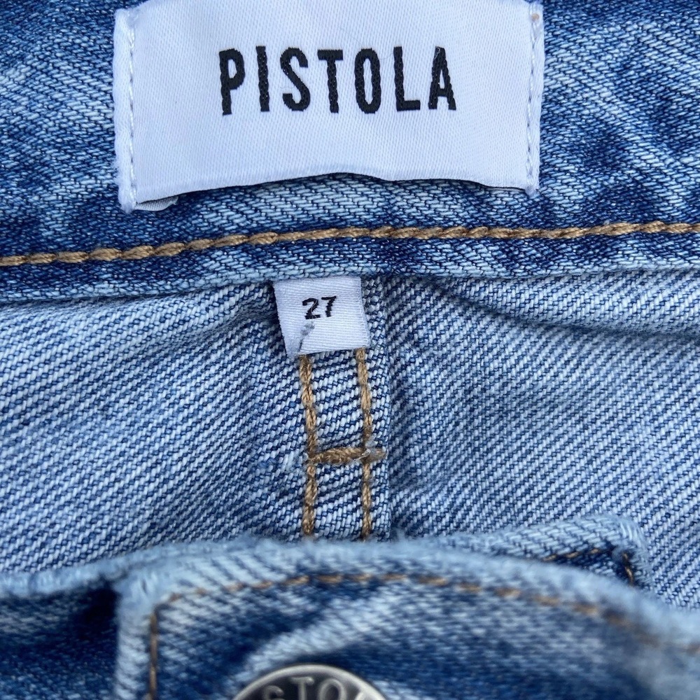 Pistola Women's Distressed Straight Leg Blue Denim Jeans Size‎ 27x30 Mid Rise - Picture 2 of 11